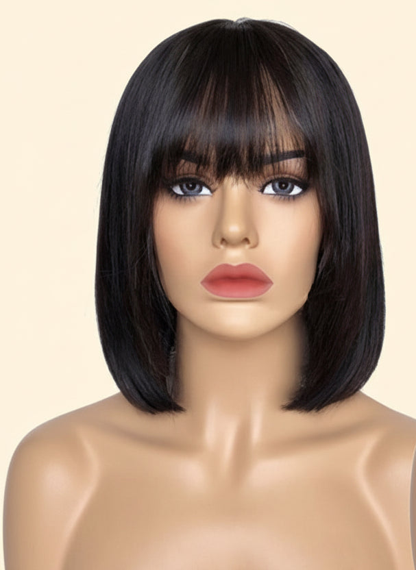 Classic Straight Short Bob Wig with Bangs