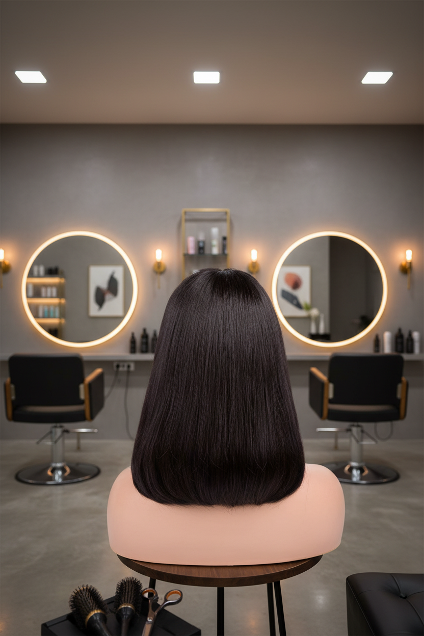 Classic Straight Short Bob Wig with Bangs