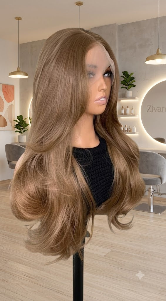 Brown Curtain Bangs Wig