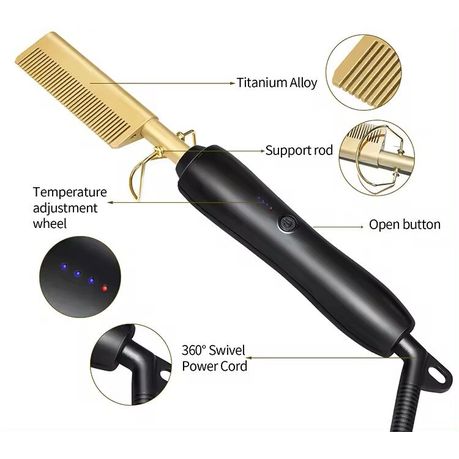 Electric Straightening Hot Comb for Hair and Wigs